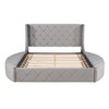 Queen Size Upholstered Storage Platform Bed with Wingback Headboard, 1 Big Drawer and 2 Side Storage Stool-ModernLuxe - 4 of 4