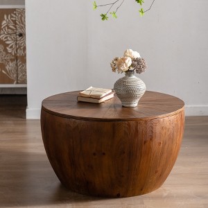 NicBex Vintage Style Bucket Shaped Coffee Table with Storage,Fir Wood Finish End Table,Center Table for Living Room,Office - 1 of 4