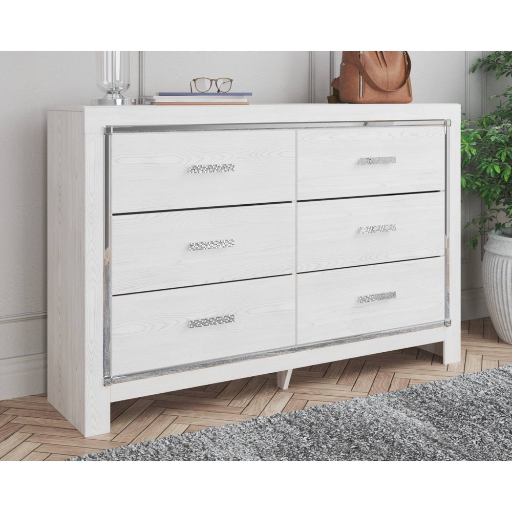 Altyra Dresser White - Signature Design by Ashley: 6-Drawer Storage, Laminated Finish, No Assembly Required