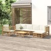 vidaXL Bamboo Patio Lounge Set with Cushions: Comfortable 7 Piece Outdoor Furniture Set with Middle & Corner Sofas, Chair, Footstool & Table - 2 of 4