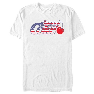 Men's Coca Cola American Flag with Cherry Coke T-Shirt - White - 2X Large