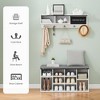 Hall Tree Shoe Bench Industrial 6 in 1 Coat/Shoe Rack with 5 Hooks - 4 of 4