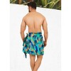 LA LEELA Men's Lava Lava Hawaiian Vacation Sarongs Summer Beach Cover Up Swimwear Holidays Pareo Beachwear for Men One Size Allover Leafs, Blue - 2 of 4