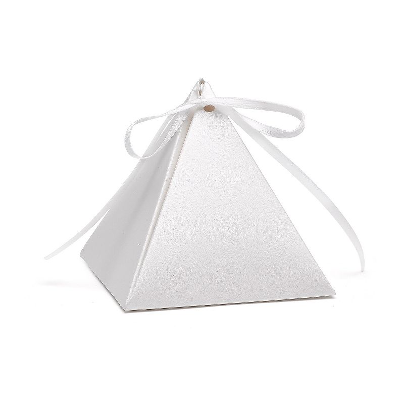 Hortense B. Hewitt Pyramid Favor Box White Shimmer 25 Pack (54880ST), 1 of 2