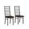 Metal Grey Dining Chairs Set of 2, Steel Legs and PU Leather Seats, High Back Armless Dining Chairs - 3 of 4