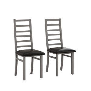 Racxily Metal Dining Chairs Set of 2 with Steel Legs & PU Leather Seats, High Back Armless for Kitchen, Living Room, Black - 1 of 4