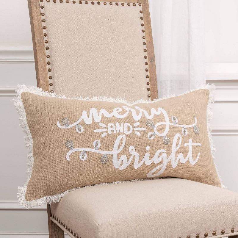 14&#34;x26&#34; Oversized Word Polyester Filled Lumbar Throw Pillow Tan - Rizzy Home, 6 of 7