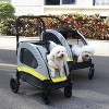 Large Heavy Duty Dog Stroller Folding Pet Stroller 4-Wheel Pet Travel Carrier Double Door Pet Trolley Skylight Cart with Rainproof Cover - 3 of 4