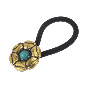 Unique Bargains Fashion Button Hair Tie Hairdo Clip for Girls Green Gold Tone Black  1 Pc - 1 of 4