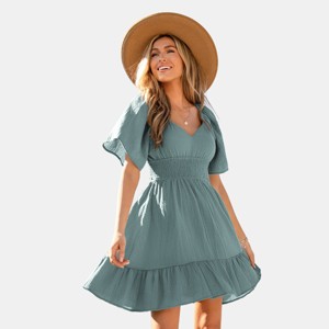 Cupshe Women's Breezy Beach Tiered Dress-XL-Blue : Target
