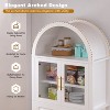 Gulches 71 Tall Arched Kitchen Pantry Cabinet Glass Barn Door Adjustable Shelves Built in Racks White for Kitchen Living Dining Room - 3 of 4