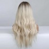 Jessie's Wig 26 Inch Long Wavy With Bang Wig Synthetic Wig Blonde Color With Dark Roots 1 Pc/Pack - 2 of 4