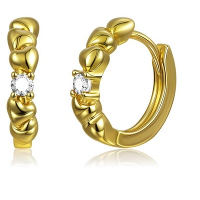 Molenia Birthday Birthstone Heart Huggie Earrings Women, 14K Gold 925 Sterling Silver Small Hoop Earrings, Hypoallergenic Jewelry  Anniversary Gift
