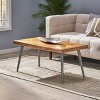 Christopher Knight Home Villard Boho Handcrafted Mango Wood Parquet Coffee Table Natural Honey/Gray: Artisan Herringbone, Iron Legs - image 2 of 4