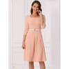 INSPIRE CHIC Women's Work Elegant Square Neck 3/4 Sleeve Belted Pleated a Line Church Midi Dress - 3 of 4