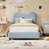 Coucheta Bed Frame with Velvet Upholstered Headboard,Cute Low-Profile Platform Bed,No Box Spring Needed,Strong Wooden Slats,Noise-Free,Easy Assembly - 2 of 4