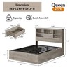 Storage Wooden Bed Frame with Bookcase Headboard and 4 Large Drawers - 2 of 4