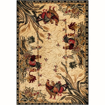Cream Floral Farmhouse Synthetic 4' x 6' Area Rug