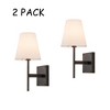 ALOADECOR Classic Bronze 13'' Tall 1-Light Fabric Shade Wall Sconces Mondern White Linen Tapered Shade Sconce For Bathroom Mirror Hallway（2 PACK） - 3 of 4