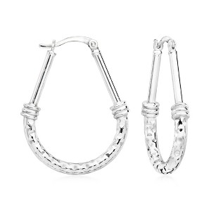 Ross-Simons Sterling Silver Hammered Hoop Earrings - 1 of 3
