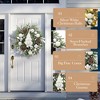 22" Christmas Wreath with Lights, Battery Operated Winter Gnome Wreath with Silver Balls & Pine Cones for Front Door - 2 of 4