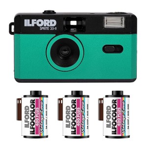 Ilford Sprite 35 II Reloadable 35mm Teal and Black Analog Film Camera Bundle - 1 of 4