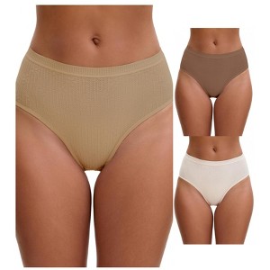 INSPIRE CHIC Women's High Waisted Butt Lifter Briefs Tummy Control Underwear, Available in Plus Size 3 Packs - 1 of 4