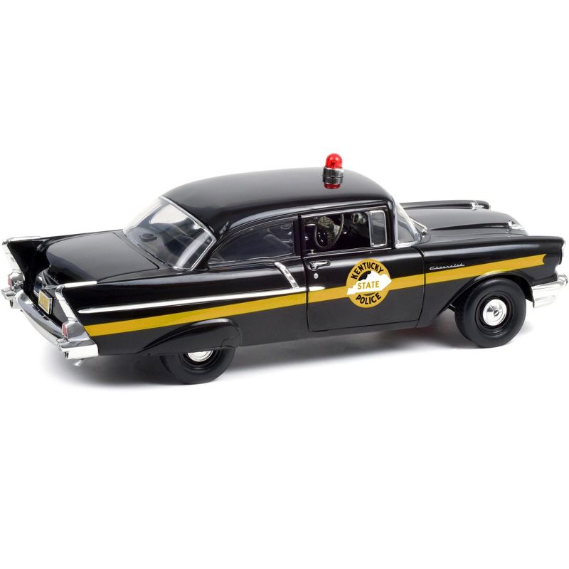1957 Chevrolet 150 Sedan Black with Yellow Stripes "Kentucky State Police" 1/18 Diecast Model Car by Highway 61, 2 of 4