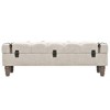 vidaXL Storage Bench 43.7 in. Cream Solid Wood Fir&Fabric - 4 of 4