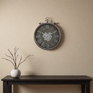 FURNIinspire Wall Clocks 24inch Gear Mechanism Decorative Hanging Clock Living Room Vintage Wall Decor for Bedroom, Grey, 24"*28"*3.25" - 1 of 4