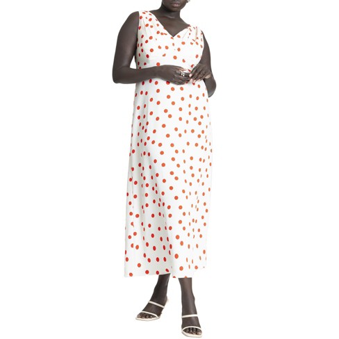 ELOQUII Women's Plus Size Polka Dot Shirred Maxi Dress - image 1 of 4