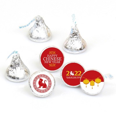 Big Dot of Happiness Chinese New Year - 2022 Year of the Tiger Party Round Candy Sticker Favors - Labels Fit Hershey's Kisses (1 Sheet of 108)