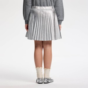 Owillo® Girls' Foil Pleated Skirt - Silver - 1 of 4