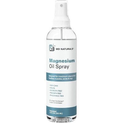 Magnesium Oil Spray with Stem Cell Extract, Soothes Feet, Sore Muscles, Joints & Legs, Allergen-Free & Fragrance-Free, M3 Naturals, 12 fl oz