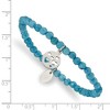 Chisel Stainless Steel Polished Hearts 4mm Blue Jade Beaded Stretch Bracelet - 3 of 3