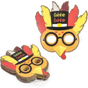 Blue Panda 36 Pack Thanksgiving Photo Props, Turkey Paper Masks, Party Supplies - 1 of 4