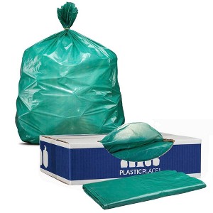 Plasticplace 12-16 Gallon Trash Bags, Green (250 Count) - 1 of 3