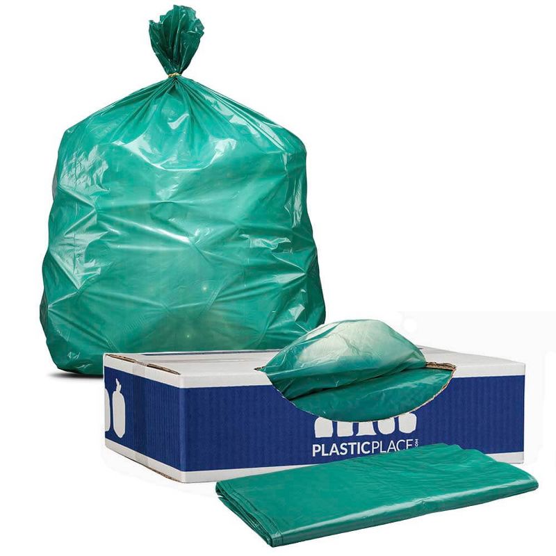 "Plasticplace 64 Gallon Toter Compatible Trash Bags, Green (50 Count), 1 of 6