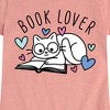 Girls' - Instant Message - Book Lover Cat Fitted Short Sleeve Graphic T-Shirt - 2 of 4