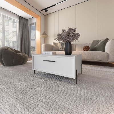 White Coffee Table with Flip-Down Door