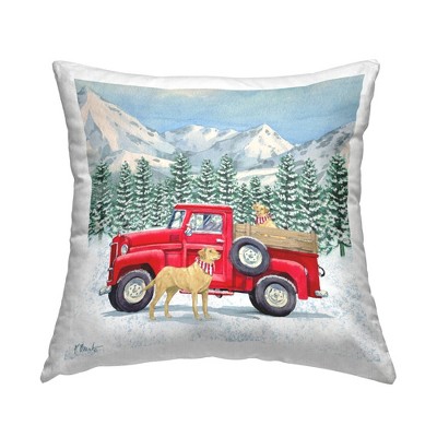 Stupell Industries Winter Dogs Snowy Mountainside Red Truck