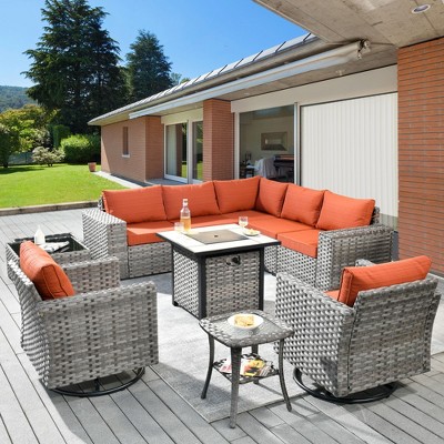 XIZZI Premium Outdoor Swivel Chair Sofa Set in 7 Colors, Modular Patio Seating with Swivel Chairs, Add-Ons Like Coffee Table and Fire Pit