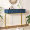 PDTEND 38" Modern Wood Console Table Two Drawers with Stripe Design - 3 of 4
