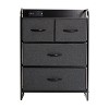 Emma and Oliver Nightstand with 4 Fabric Drawers, Charging Station with 2 USB Ports/Power Outlet, Engineered Wood Top, Wood Handles, Metal Frame - image 3 of 4