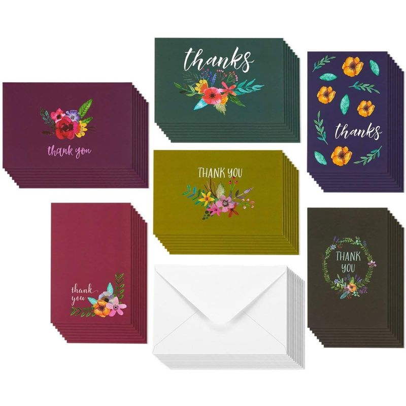Best Paper Greetings 48 Pack Thank You Cards Set with Envelopes for Wedding, Baby Shower, Watercolor Flower, 4 x 6 in, 3 of 7