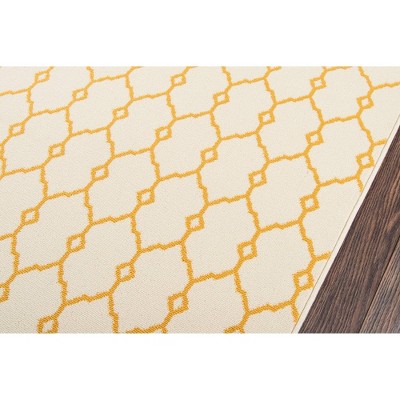 Yellow Trellis Rectangular Synthetic Easy Care Rug