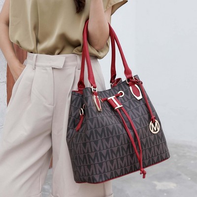 MKF Collection Signature Tote Handbag with Drawstring and Zip-Top Closure, Jane – MKF Collection by Mia K – Dark Purple — фото 3