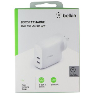 Belkin BoostCharge 40W Dual Port USB-C Wall Charger - White (AU Plug) - 1 of 1