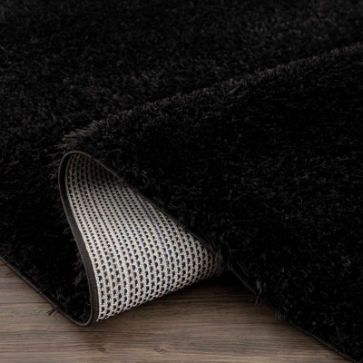 Hauteloom Black Plush Shag Washable 4' x 5'7" Rug