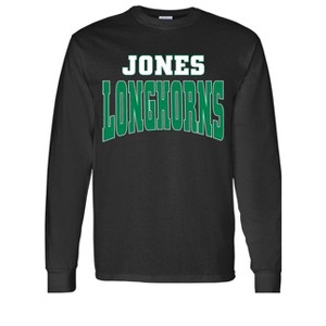 Adult Jones High School Longhorns Name Essential Long Sleeve T